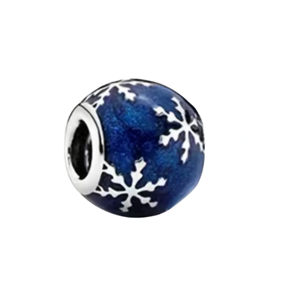Blue Snowflake Enamel Charm Bead for Kids